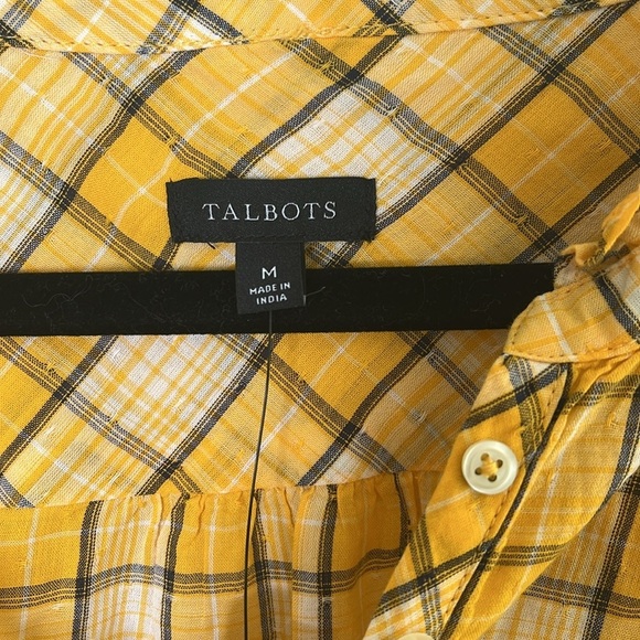 NWT Talbots Ruffle Trim Popover - Chandelier Plaid Size M - Picture 3 of 7